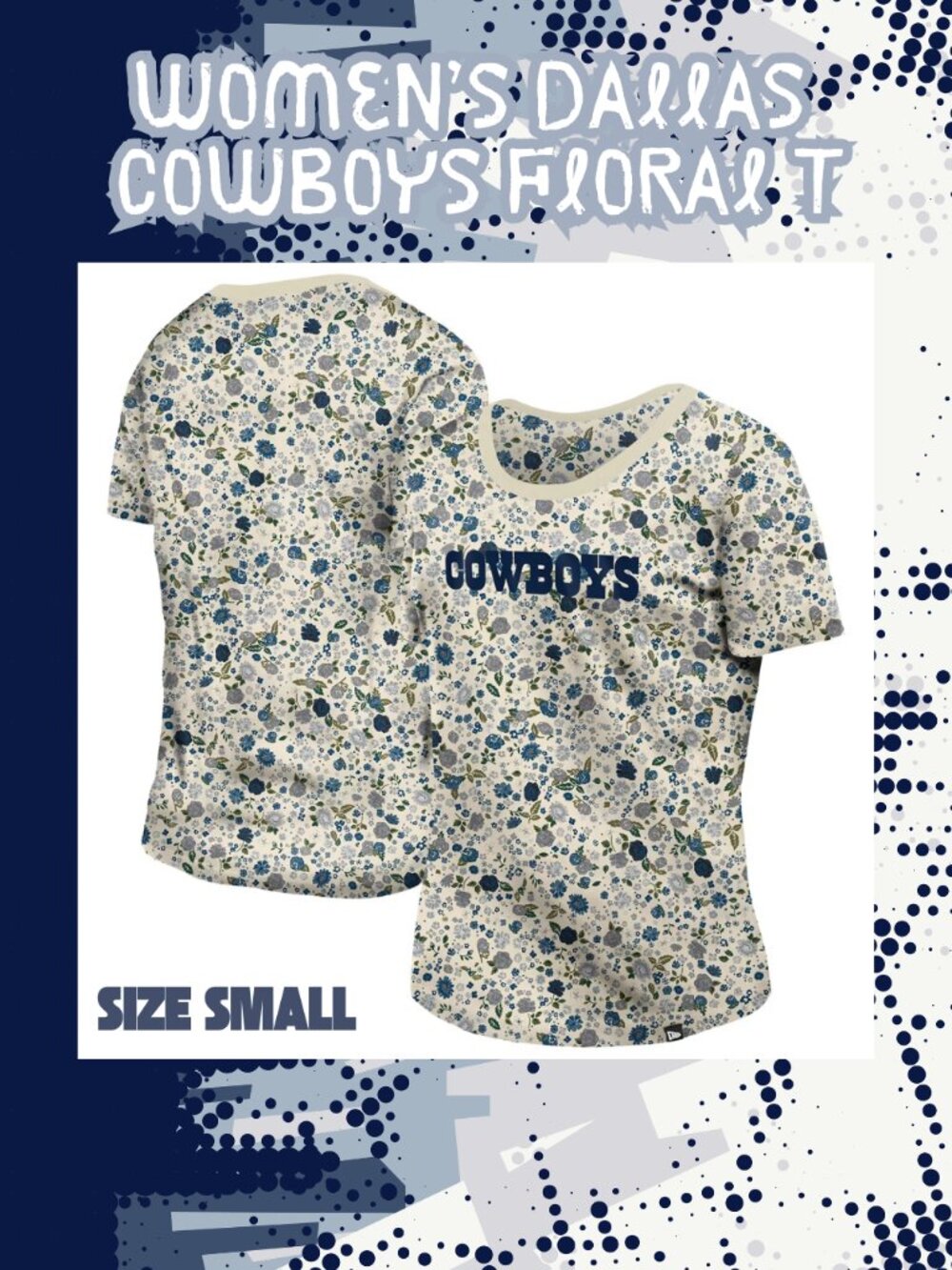 NWT Women's New Era Cream Dallas Cowboys Glam Game Floral Scoop Neck T-Shirt